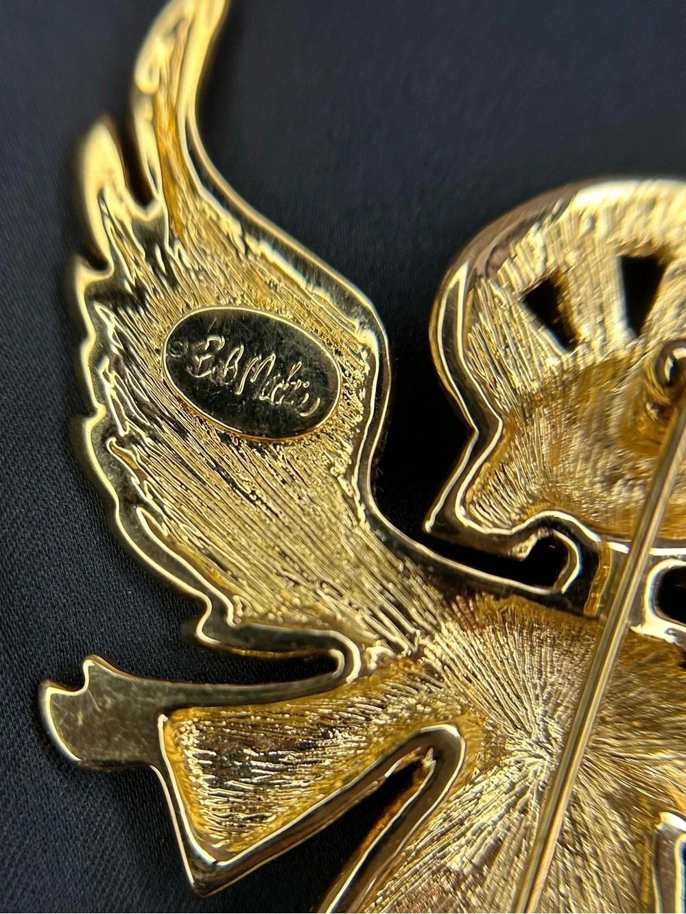 Bob Mackie Guardian Angel Mosaic Enamel Gold Tone Brooch